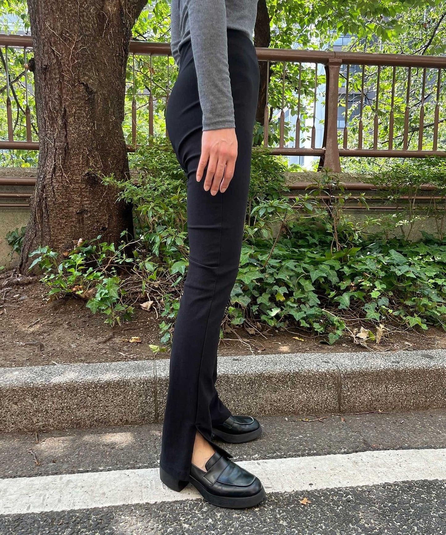 羅紋開叉針織褲