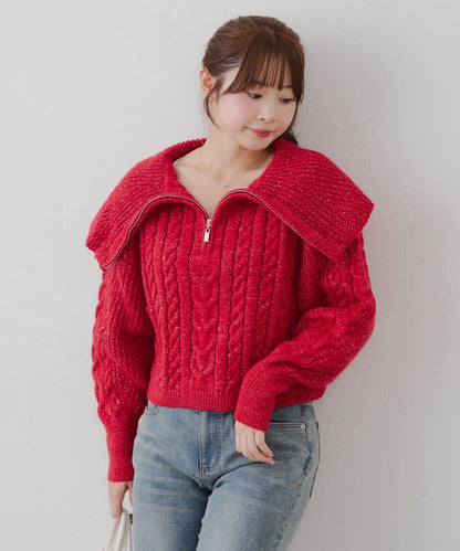 【RMAF】大翻領拉鍊針織衫