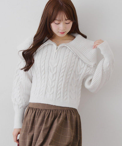 【RMAF】大翻領拉鍊針織衫