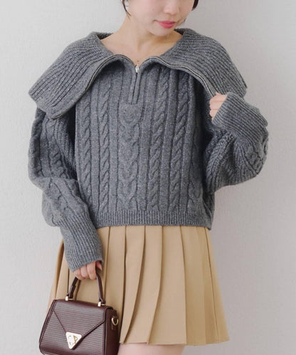 【RMAF】大翻領拉鍊針織衫