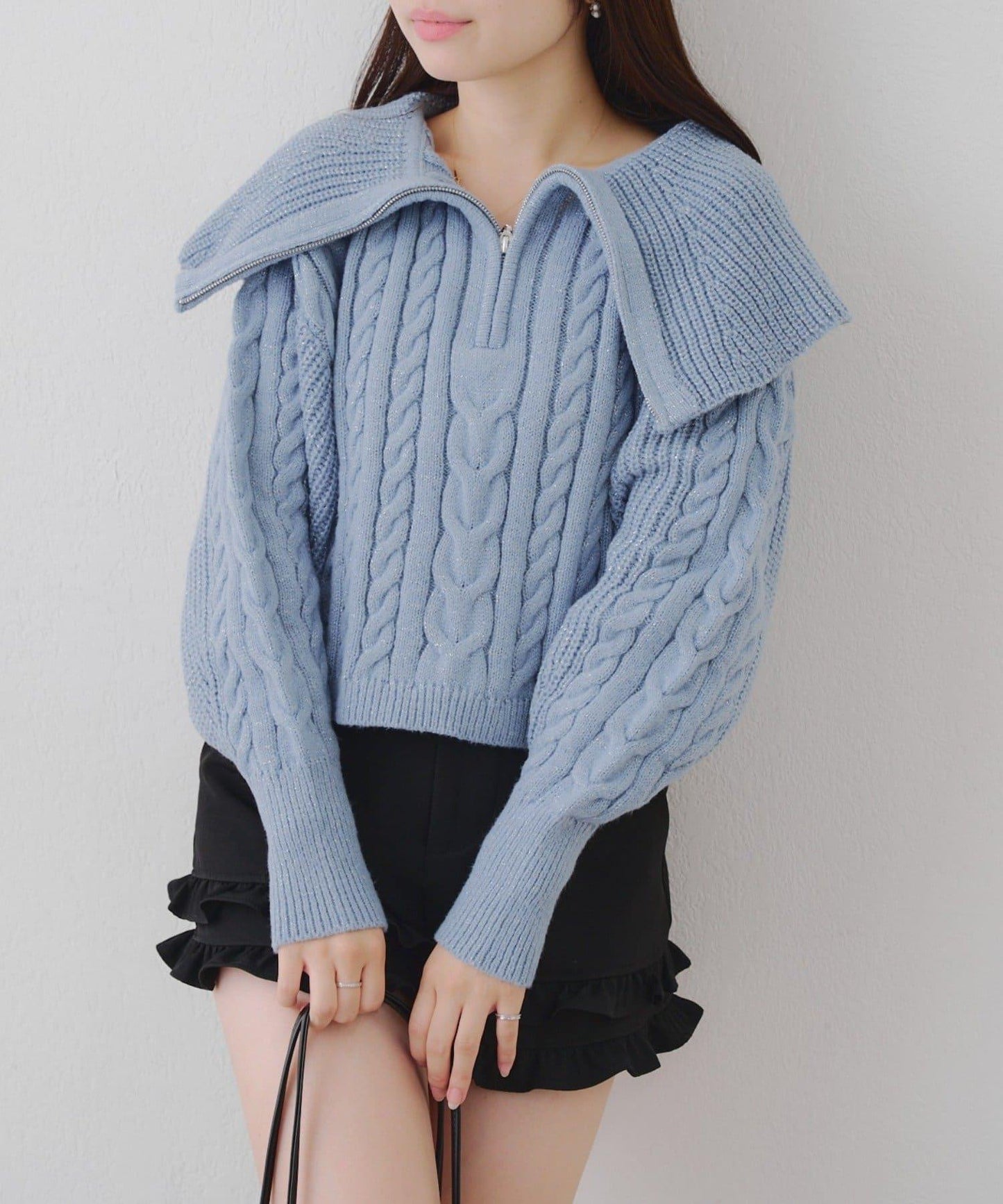 【RMAF】大翻領拉鍊針織衫