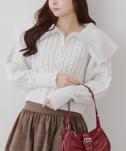 【RMAF】大翻領拉鍊針織衫