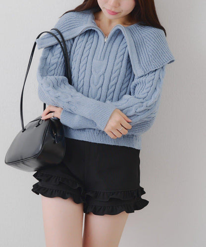 【RMAF】大翻領拉鍊針織衫