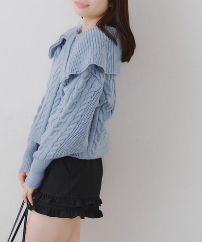 【RMAF】大翻領拉鍊針織衫