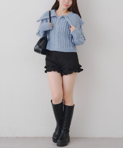 【RMAF】大翻領拉鍊針織衫