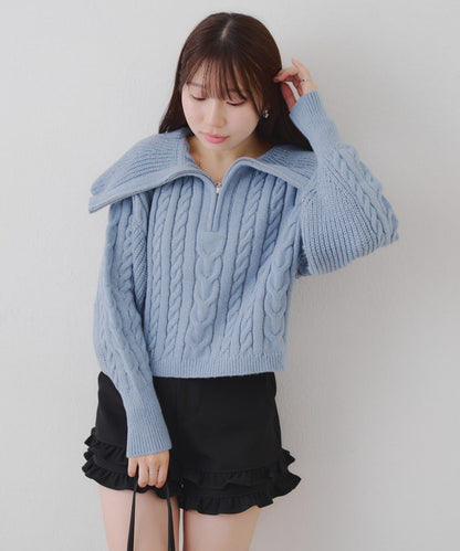 【RMAF】大翻領拉鍊針織衫