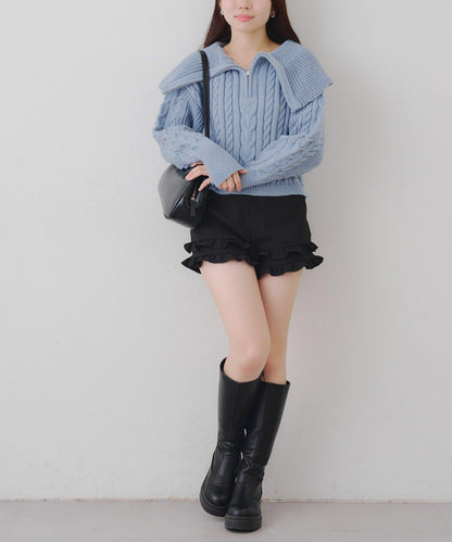 【RMAF】大翻領拉鍊針織衫