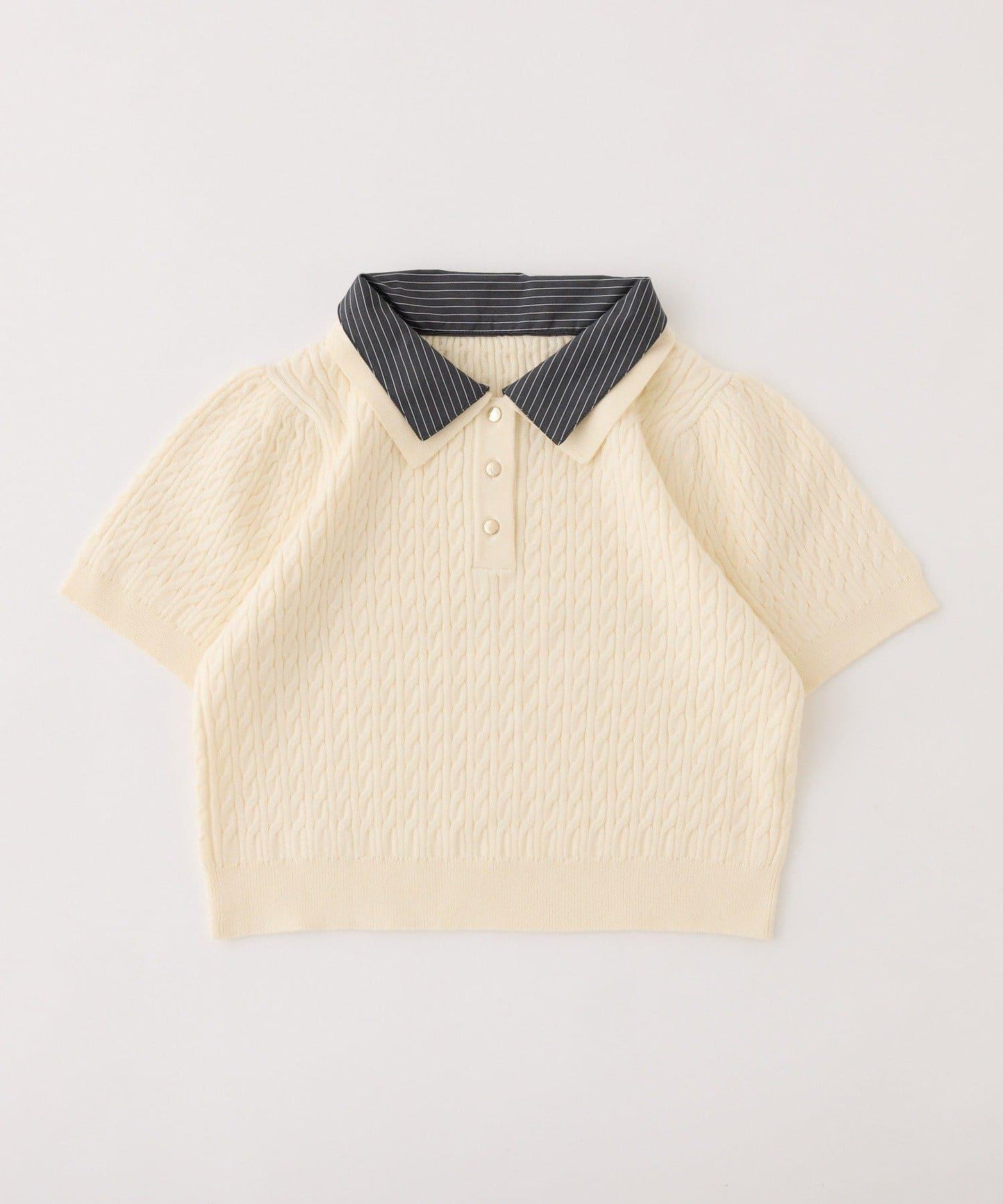 【one after another】2件裝翻領麻花針織衫