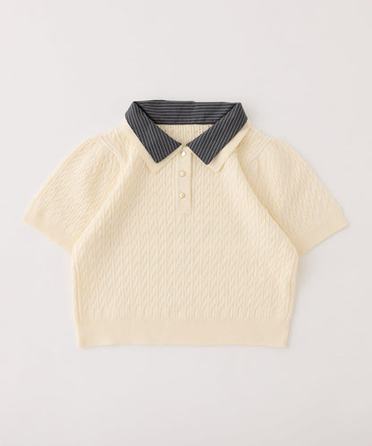 【one after another】2件裝翻領麻花針織衫