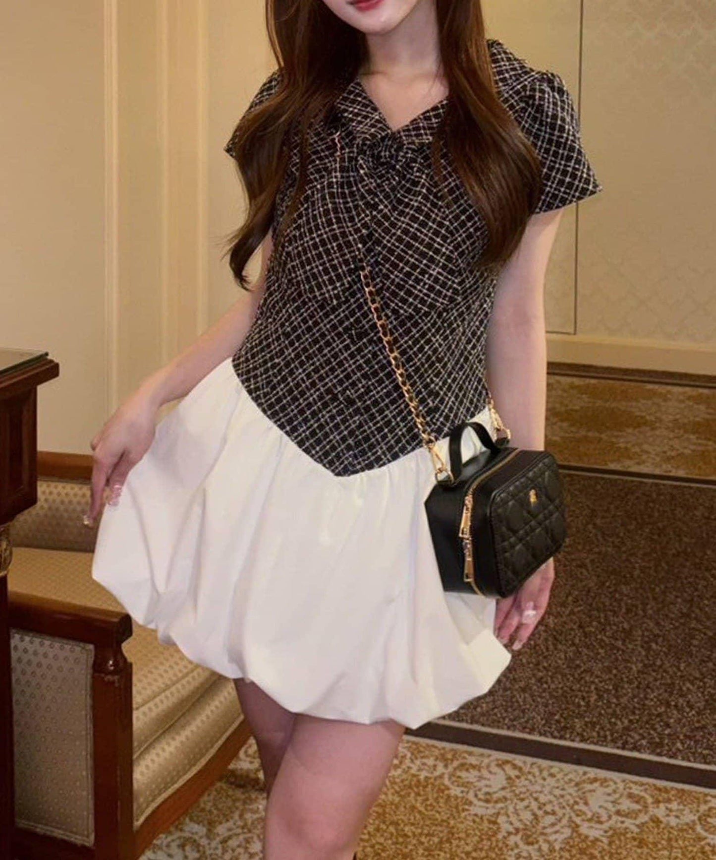 【one after another】泡泡袖迷你連衣裙