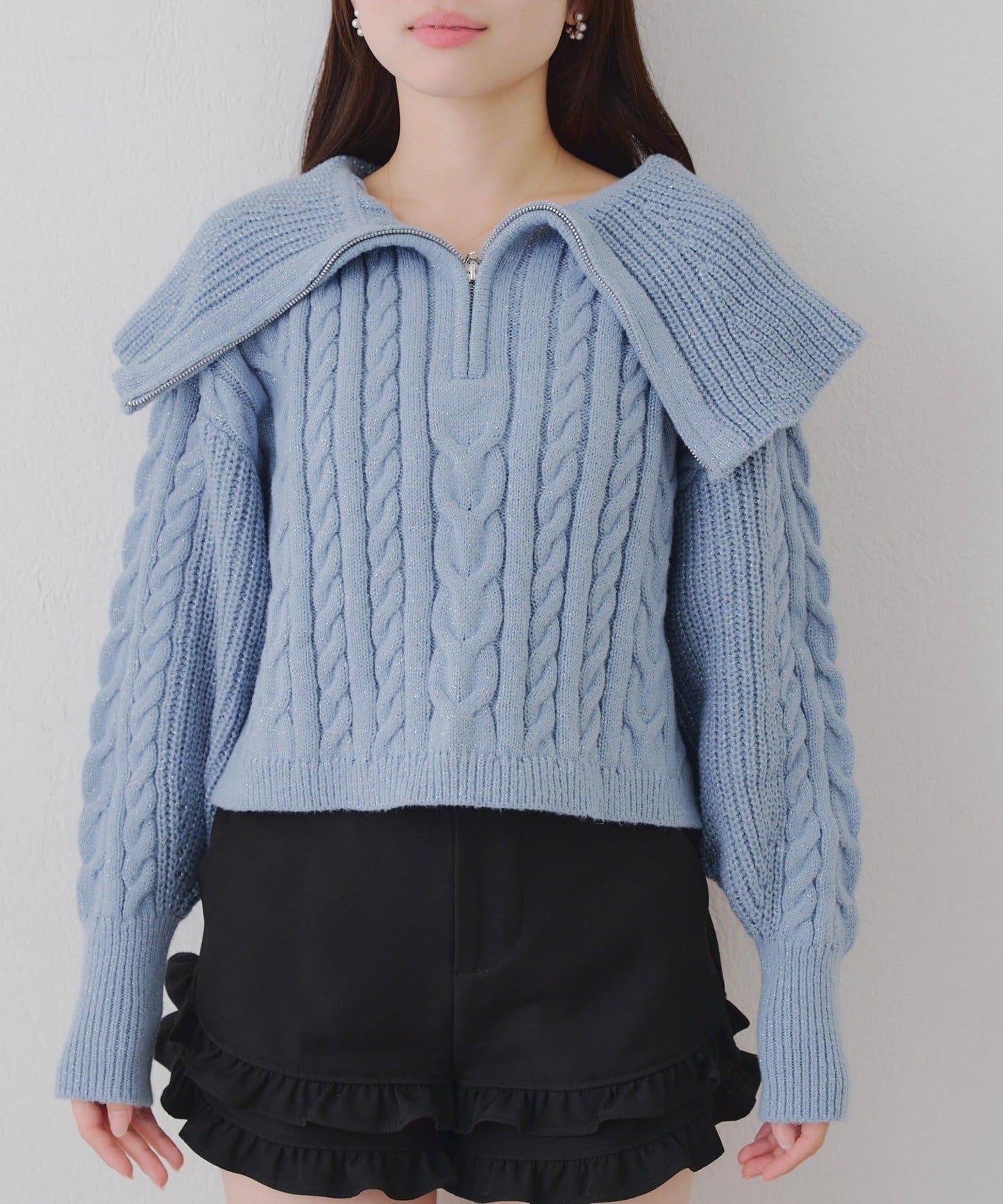 【RMAF】大翻領拉鍊針織衫