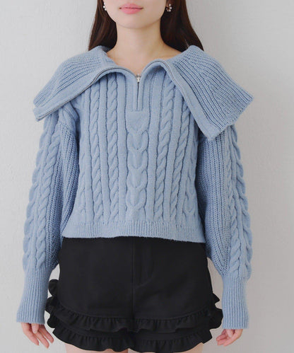 【RMAF】大翻領拉鍊針織衫