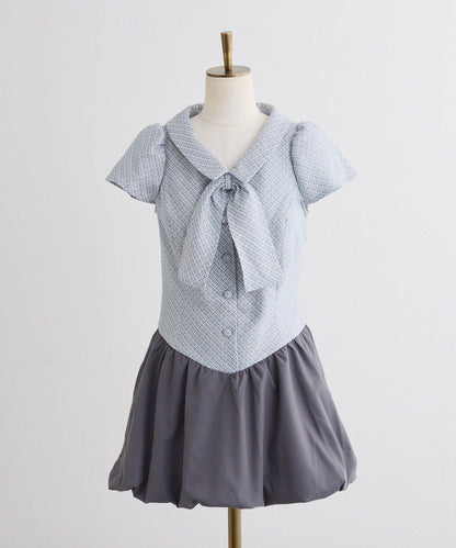 【one after another】泡泡袖迷你連衣裙