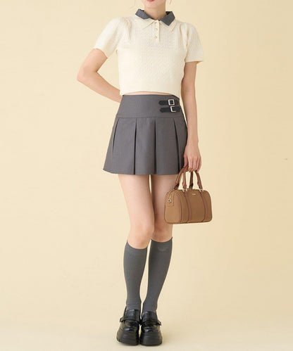 【one after another】2件裝翻領麻花針織衫