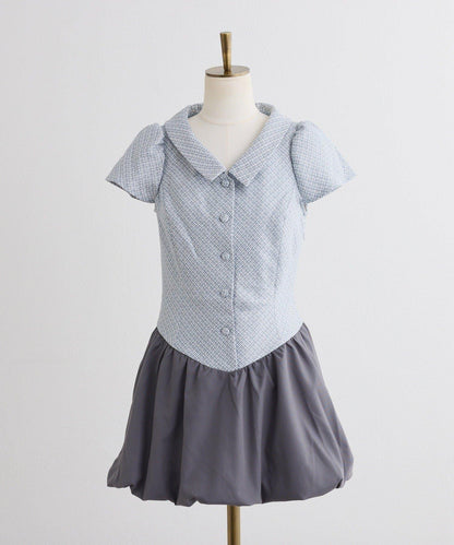 【one after another】泡泡袖迷你連衣裙