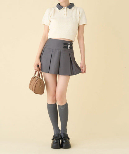 【one after another】2件裝翻領麻花針織衫