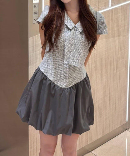 【one after another】泡泡袖迷你連衣裙