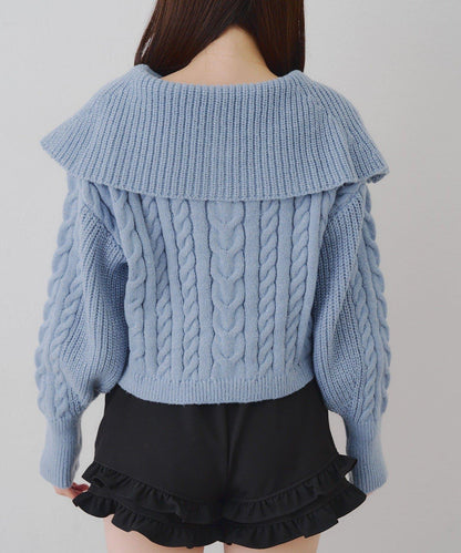 【RMAF】大翻領拉鍊針織衫