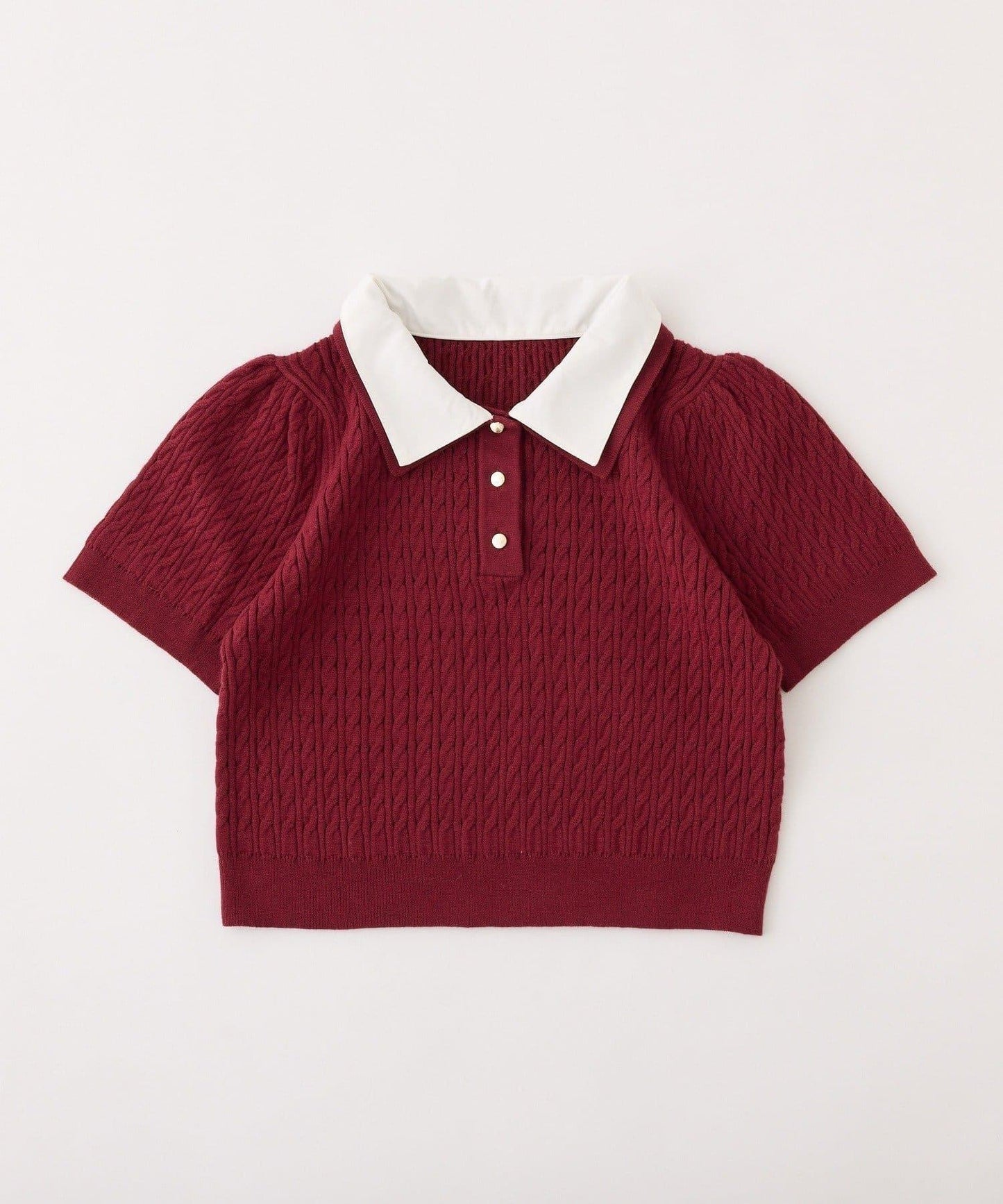 【one after another】2件裝翻領麻花針織衫