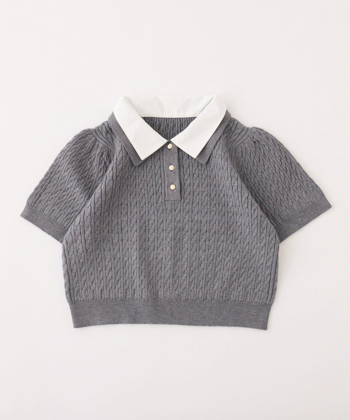 【one after another】2件裝翻領麻花針織衫