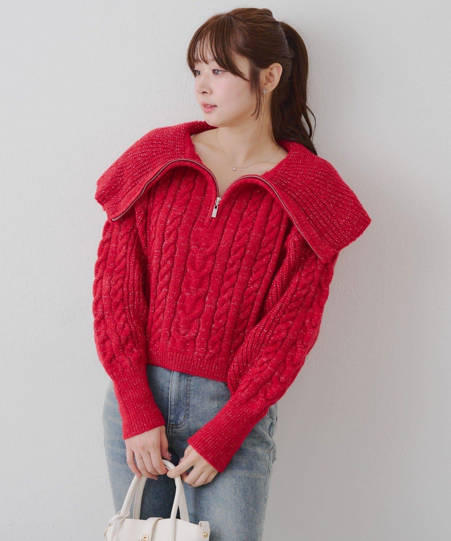 【RMAF】大翻領拉鍊針織衫