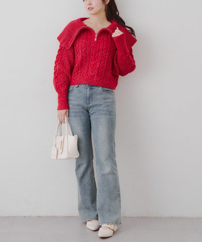 【RMAF】大翻領拉鍊針織衫