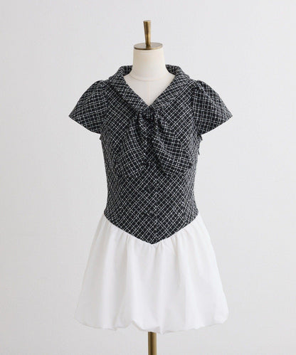 【one after another】泡泡袖迷你連衣裙