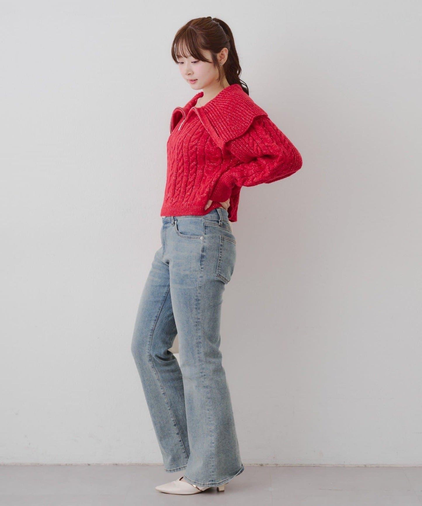 【RMAF】大翻領拉鍊針織衫