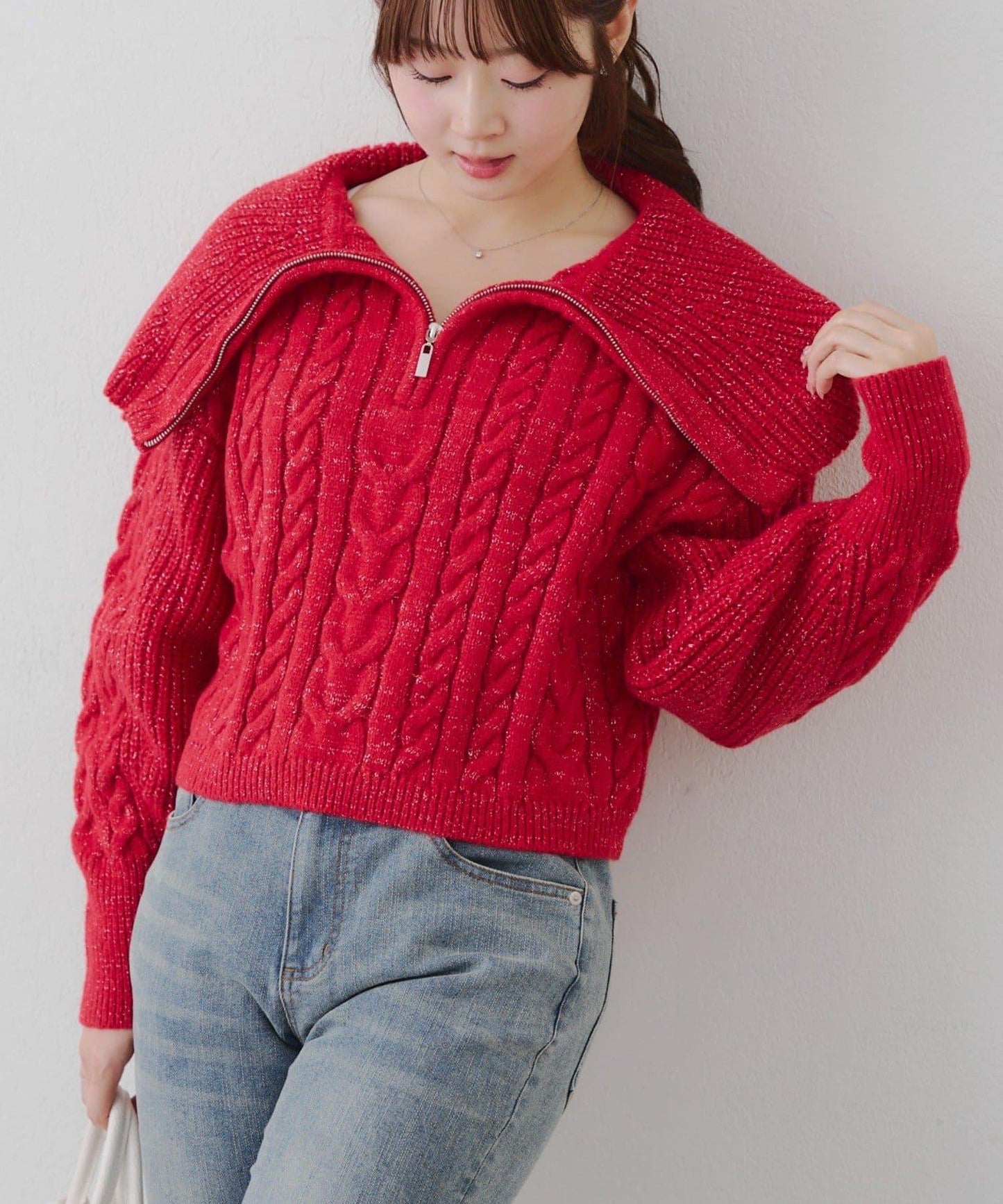 【RMAF】大翻領拉鍊針織衫