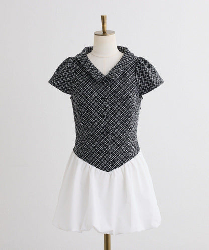 【one after another】泡泡袖迷你連衣裙