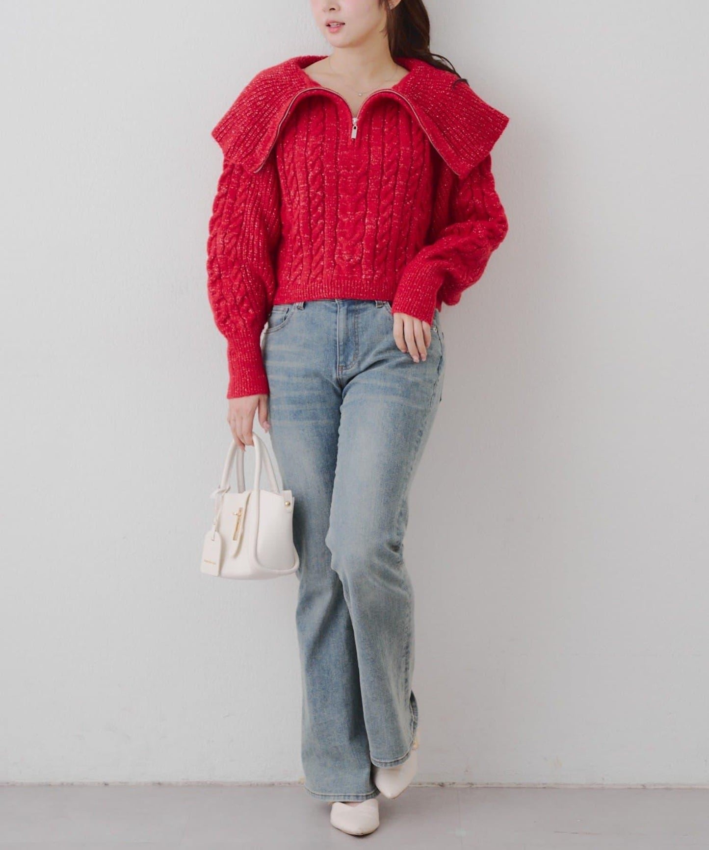 【RMAF】大翻領拉鍊針織衫