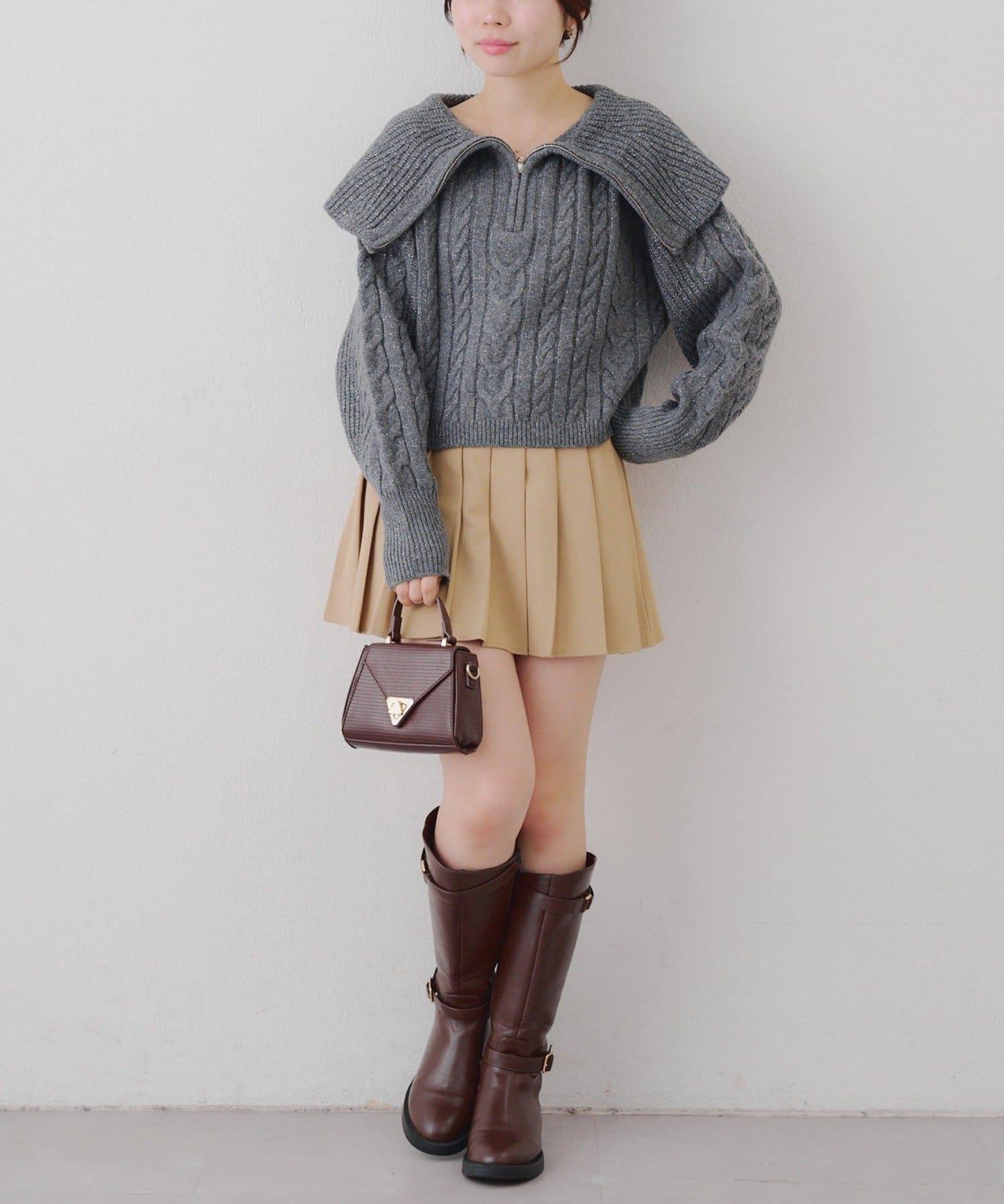 【RMAF】大翻領拉鍊針織衫