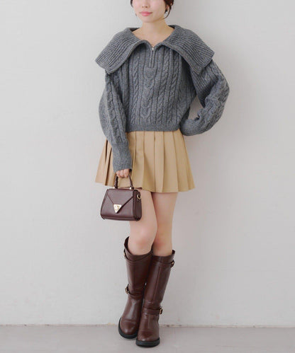 【RMAF】大翻領拉鍊針織衫