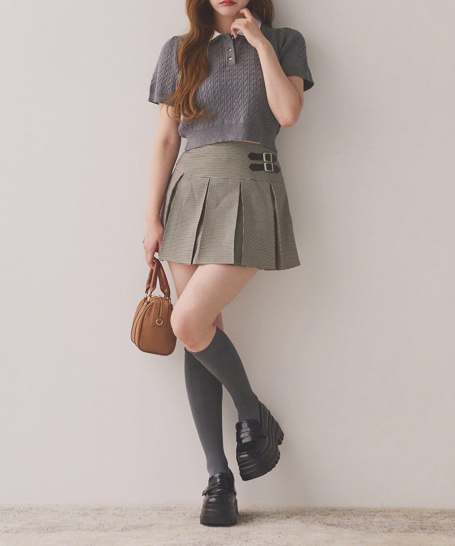 【one after another】2件裝翻領麻花針織衫