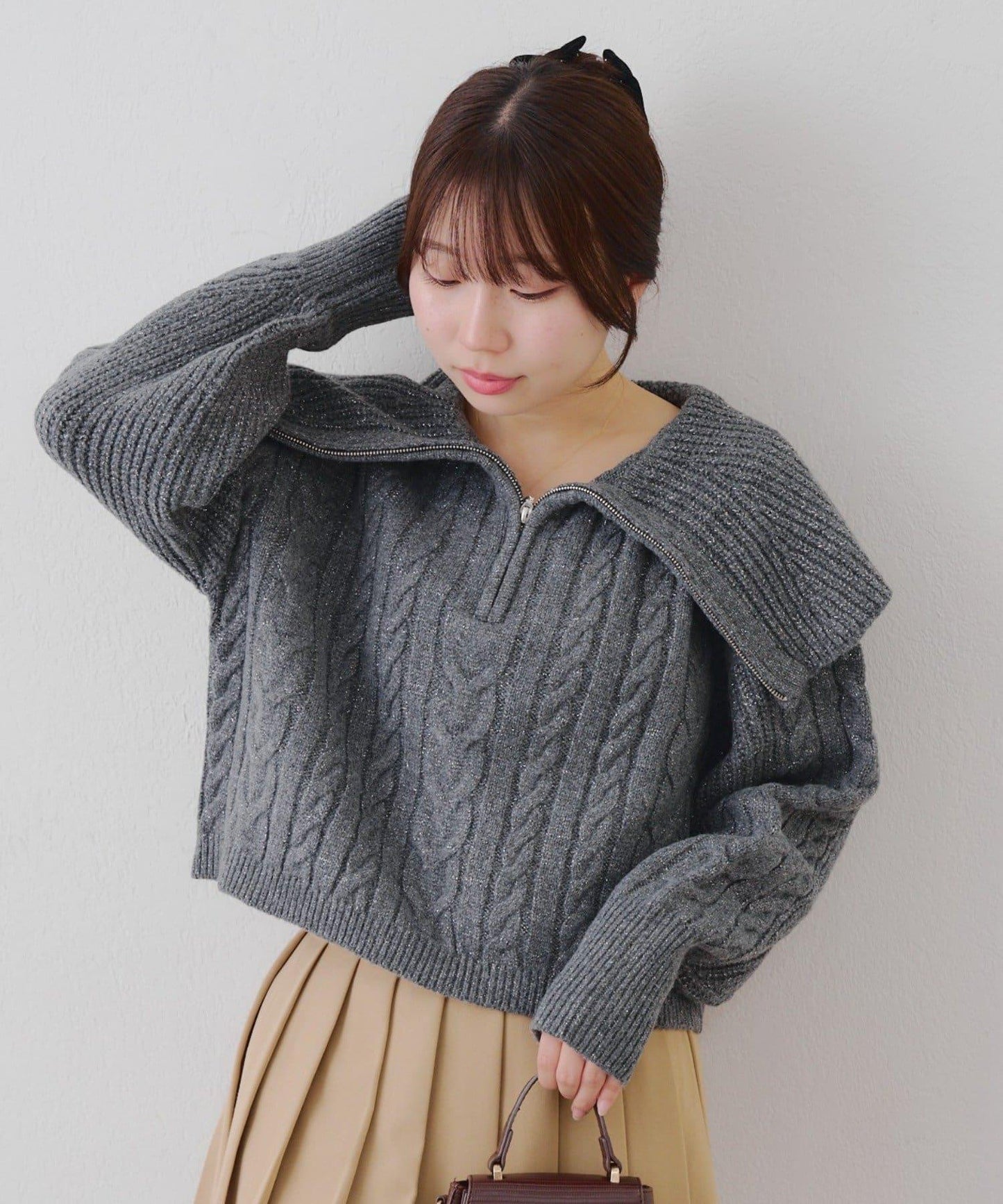 【RMAF】大翻領拉鍊針織衫