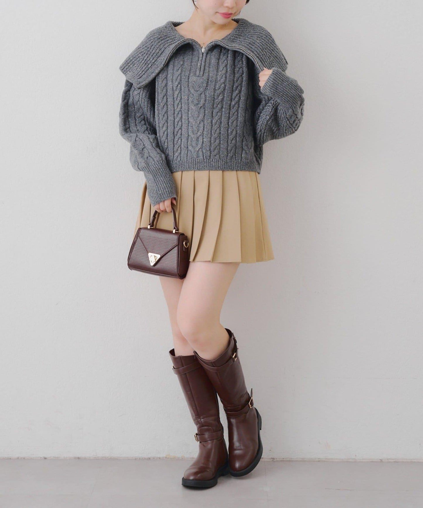 【RMAF】大翻領拉鍊針織衫