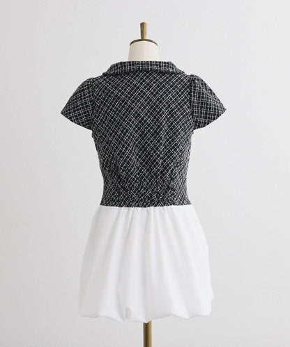 【one after another】泡泡袖迷你連衣裙