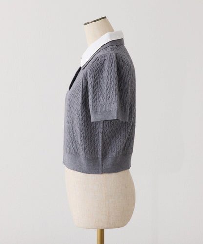 【one after another】2件裝翻領麻花針織衫