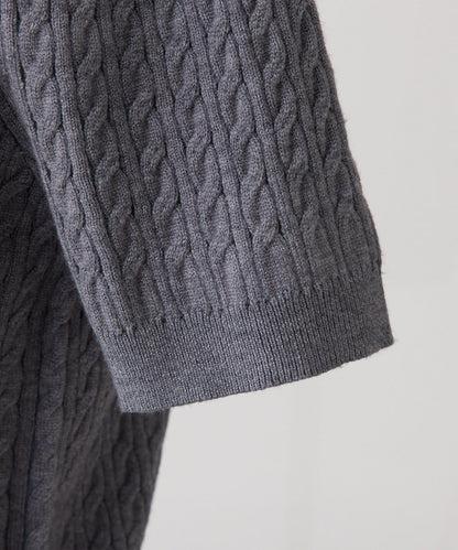 【one after another】2件裝翻領麻花針織衫