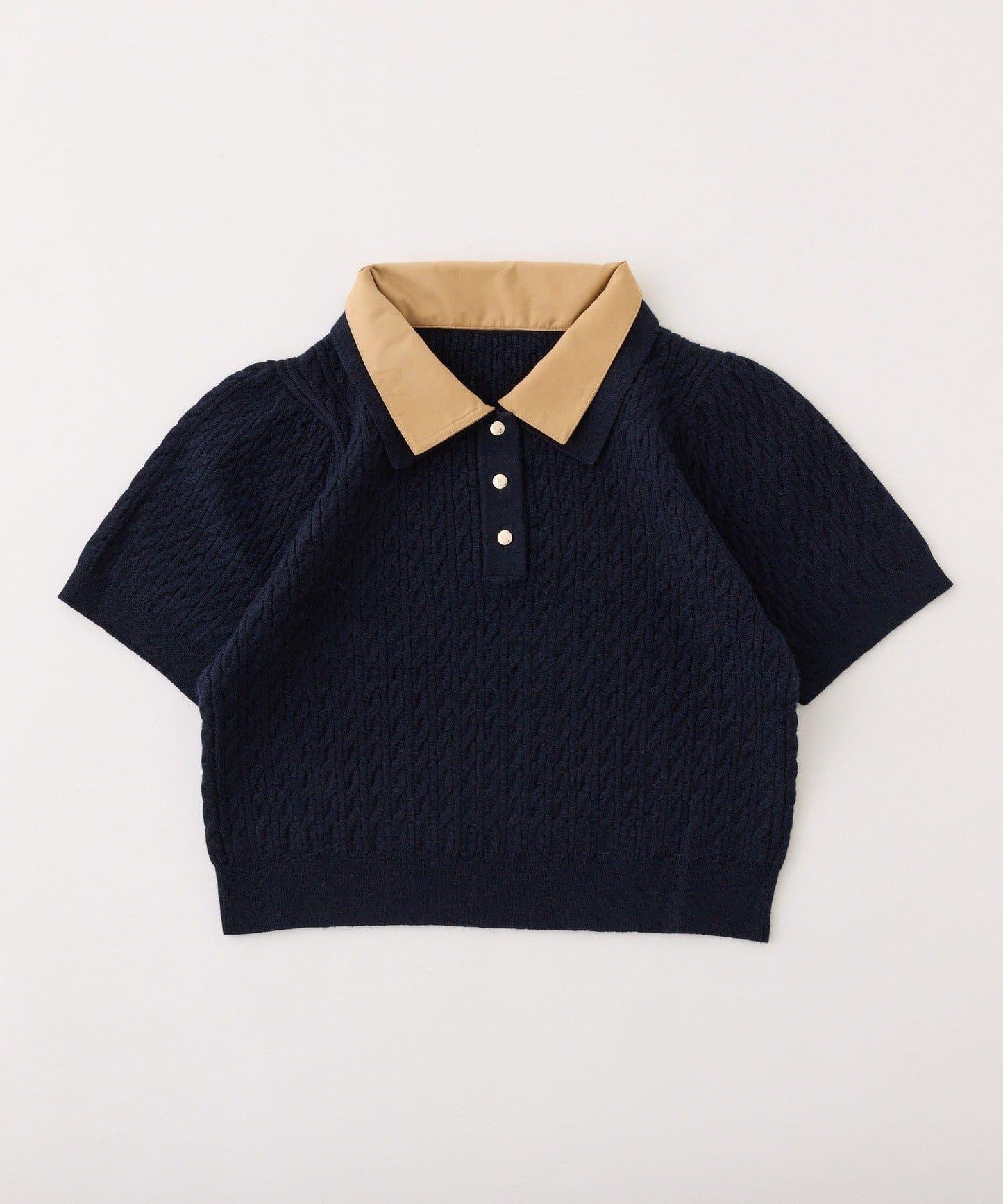 【one after another】2件裝翻領麻花針織衫