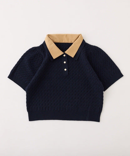 【one after another】2件裝翻領麻花針織衫