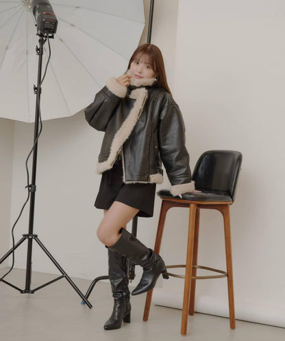 10月23日（週四）0點開售【ゆっぴ聯名企劃】仿毛皮短款機車夾克