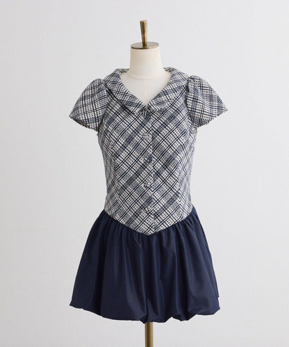 【one after another】泡泡袖迷你連衣裙