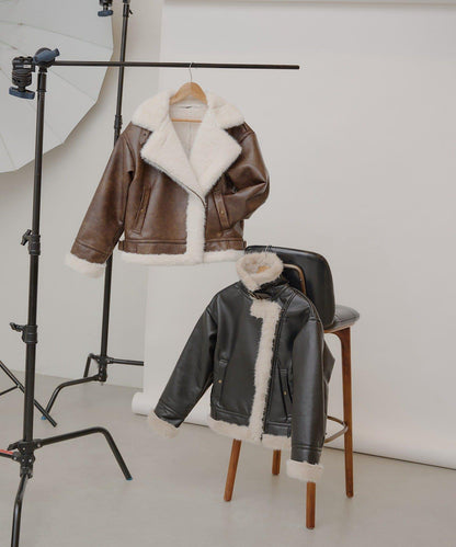 10月23日（週四）0點開售【ゆっぴ聯名企劃】仿毛皮短款機車夾克