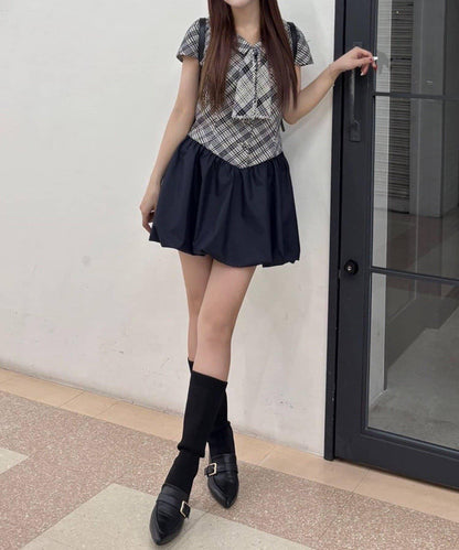 【one after another】泡泡袖迷你連衣裙