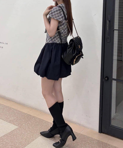 【one after another】泡泡袖迷你連衣裙