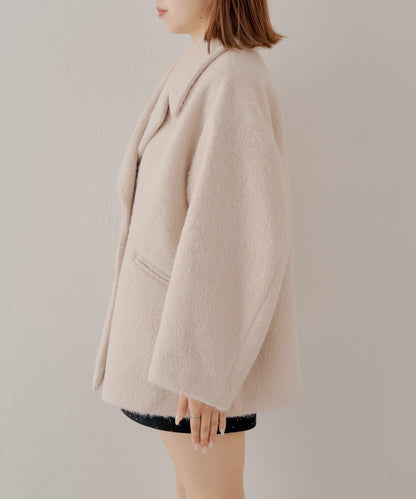 金色紐扣毛邊寬鬆大衣