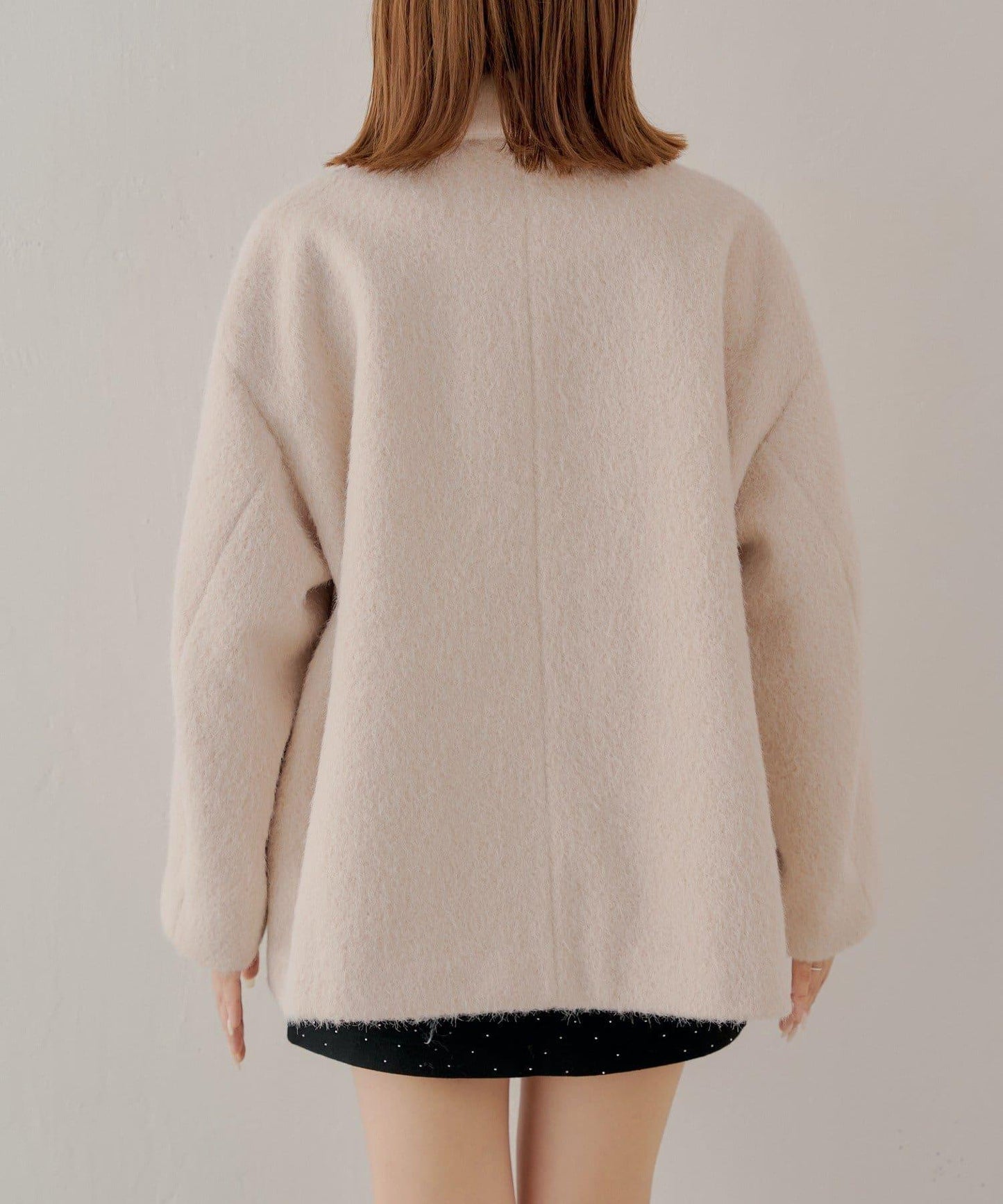 金色紐扣毛邊寬鬆大衣