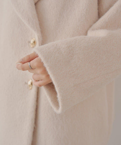 金色紐扣毛邊寬鬆大衣