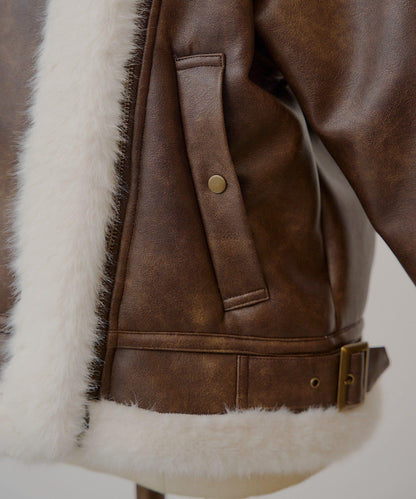 10月23日（週四）0點開售【ゆっぴ聯名企劃】仿毛皮短款機車夾克